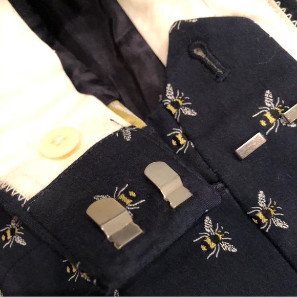 J.Crew Teddy flat front trousers navy jacquard with bee print size 6 EUC classic - Picture 6 of 10